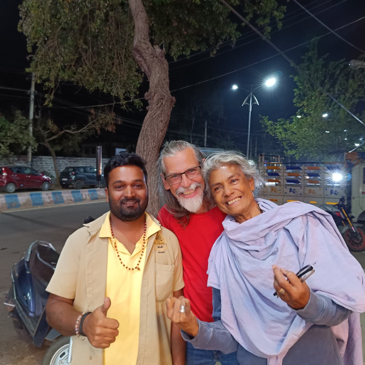 Happy Travellers at Night 🌙 — Rock Shiva Hampi Tours